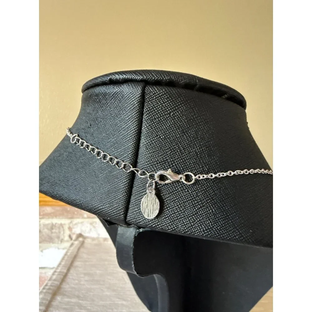 Barbie-Inspired Silver Rhinestone Pendant Necklace Script Logo  With Chain - Picture 5 of 10